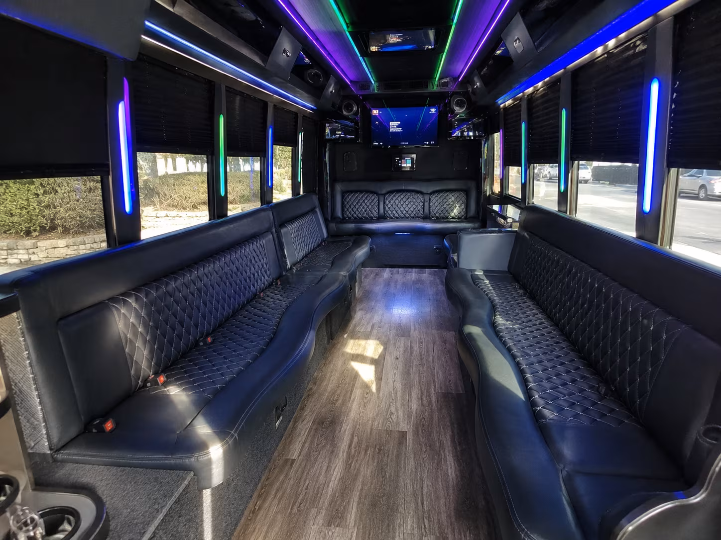 manteca 15 passenger party bus interior