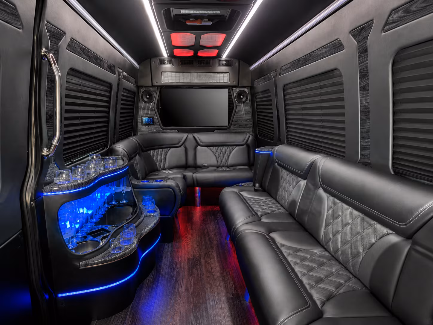 manteca 50 passenger party bus inside